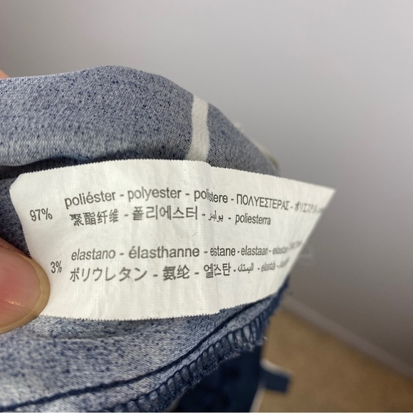 Zara TRF Striped Straight Leg Crop Trousers Drawstring Waist Medium Navy - Picture 7 of 12